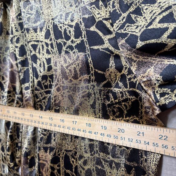 Nicola Blouse 14 Abstract Print Gold Black Glam Vintage Statement Classic - Picture 8 of 8